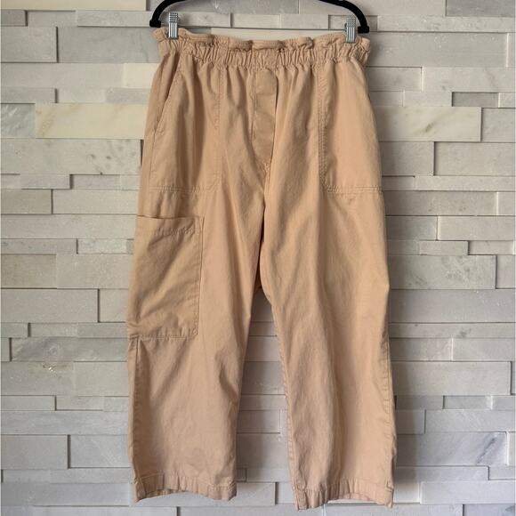 Anthropologie Pants - Anthropologie Carpenter Cargo Elastic High Waist Wide Cropped Leg Pants L Cream